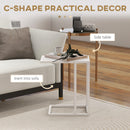 HOMCOM C Shape Side Table W/ Wood-Effect Top, White/Black
