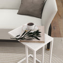 HOMCOM C Shape Side Table W/ Wood-Effect Top, White/Black