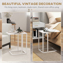 HOMCOM C Shape Side Table W/ Wood-Effect Top, White/Black