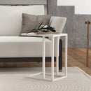 HOMCOM C Shape Side Table W/ Wood-Effect Top, White/Black