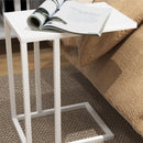 HOMCOM C Shape Side Table W/ Wood-Effect Top, White/Black