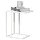HOMCOM C Shape Side Table W/ Wood-Effect Top, White/Black