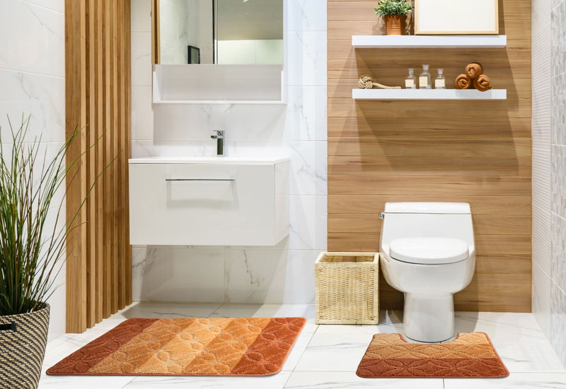 Halo - Tonal Stripe 2pc Bath set in Burnt Orange