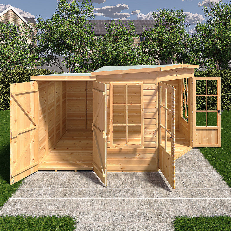 Hampton Corner Summerhouse With Side Shed