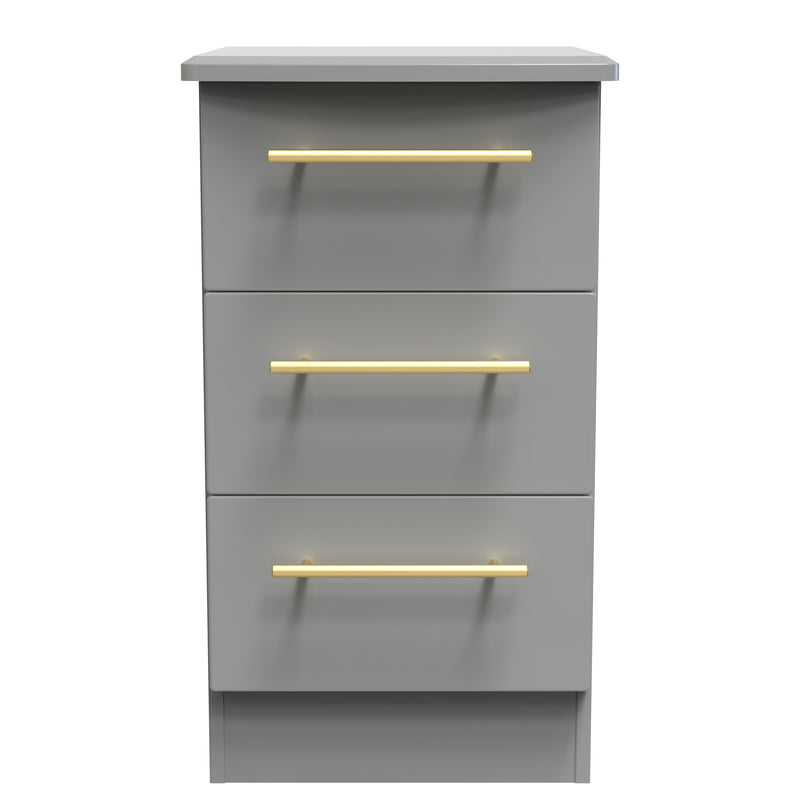 Ealing Ready Assembled 3 Drawer Bedside Cabinet in Dusk Grey