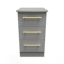 Ealing Ready Assembled 3 Drawer Bedside Cabinet in Dusk Grey