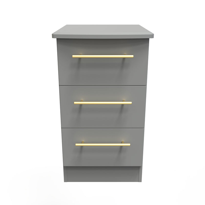 Ealing Ready Assembled 3 Drawer Bedside Cabinet in Dusk Grey