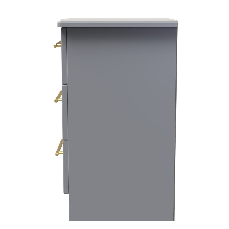 Ealing Ready Assembled 3 Drawer Bedside Cabinet in Dusk Grey