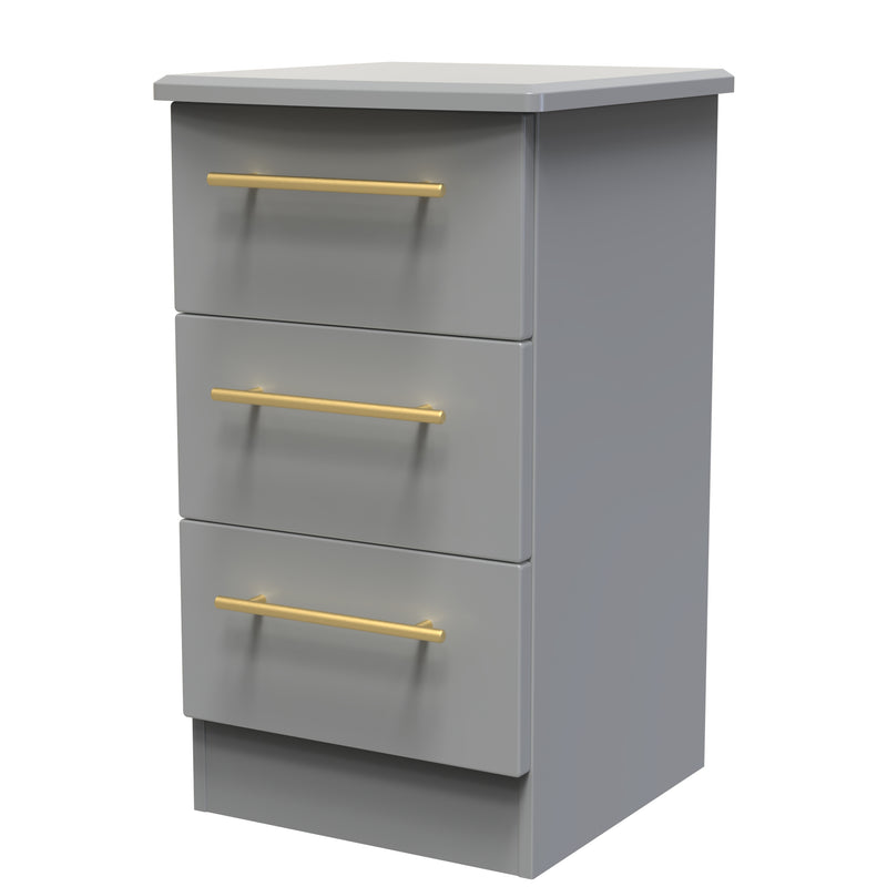 Ealing Ready Assembled 3 Drawer Bedside Cabinet in Dusk Grey