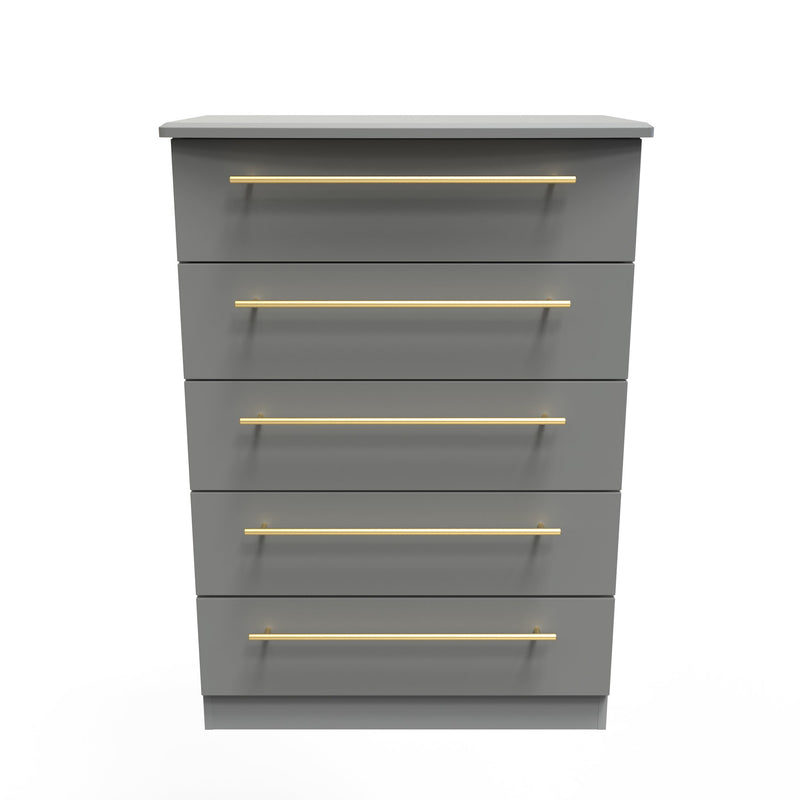 Ealing Ready Assembled 5 Drawer Chest in Dusk Grey
