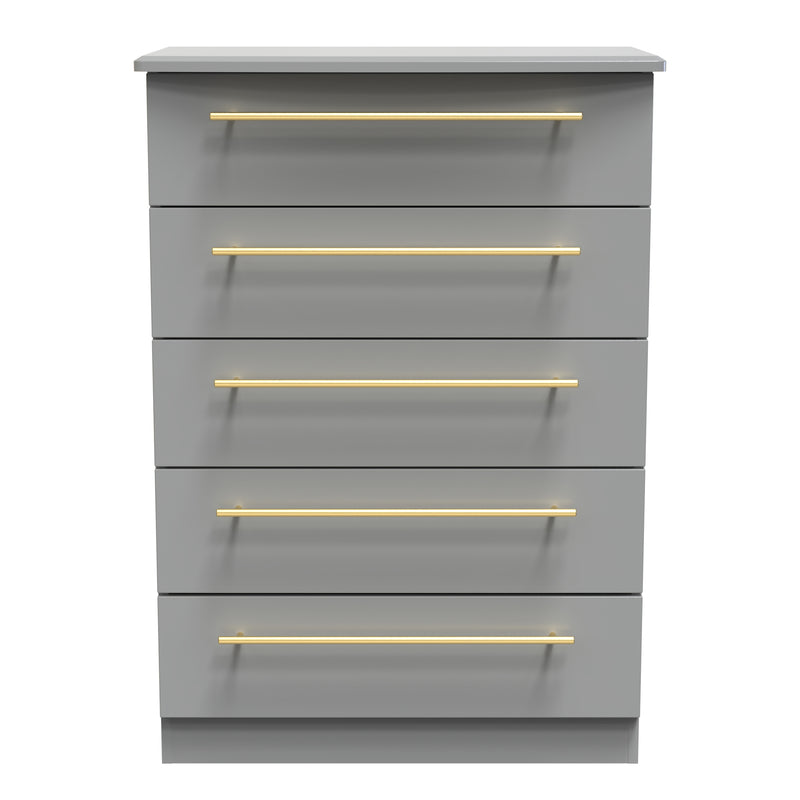 Ealing Ready Assembled 5 Drawer Chest in Dusk Grey