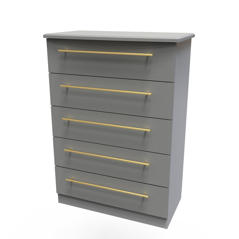 Ealing Ready Assembled 5 Drawer Chest in Dusk Grey