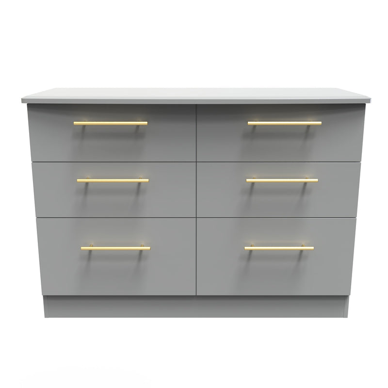 Ealing Ready Assembled 6 Drawer Wide Chest in Dusk Grey