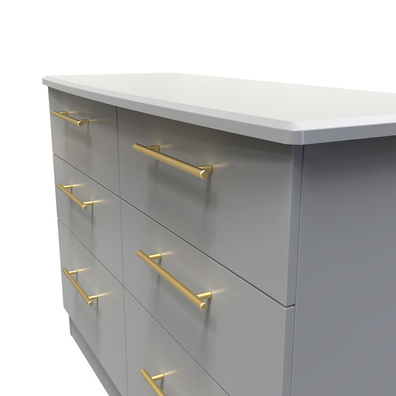 Ealing Ready Assembled 6 Drawer Wide Chest in Dusk Grey