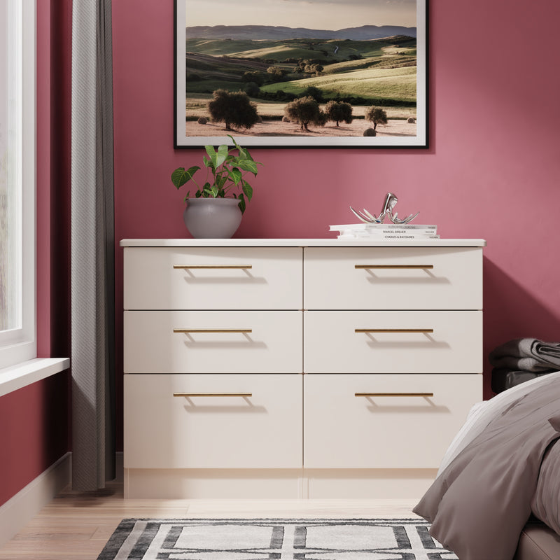 Ealing Ready Assembled 6 Drawer Wide Chest in Kashmir Matt
