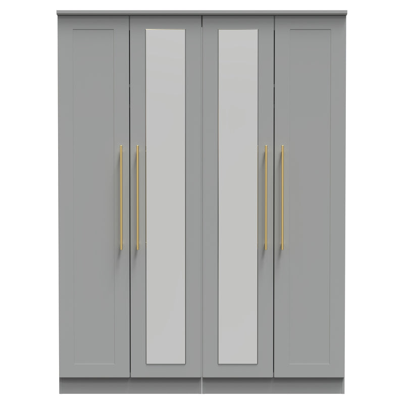Ealing Ready Assembled Tall 4 Door 2 Centre Mirrors in Dusk Grey
