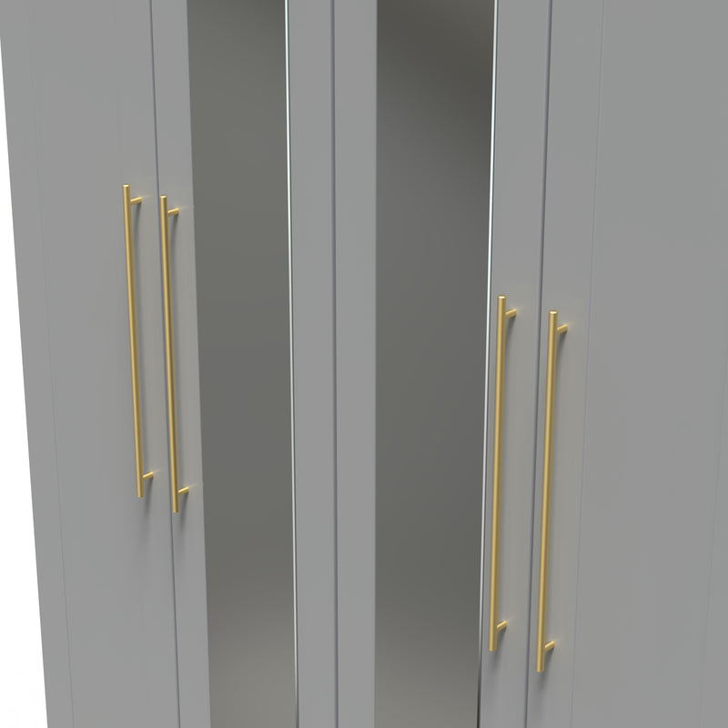 Ealing Ready Assembled Tall 4 Door 2 Centre Mirrors in Dusk Grey