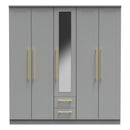 Ealing Ready Assembled Tall 5 Door 2 Drawer 1 Mirror Wardrobe in Dusk Grey