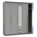 Ealing Ready Assembled Tall 5 Door 2 Drawer 1 Mirror Wardrobe in Dusk Grey