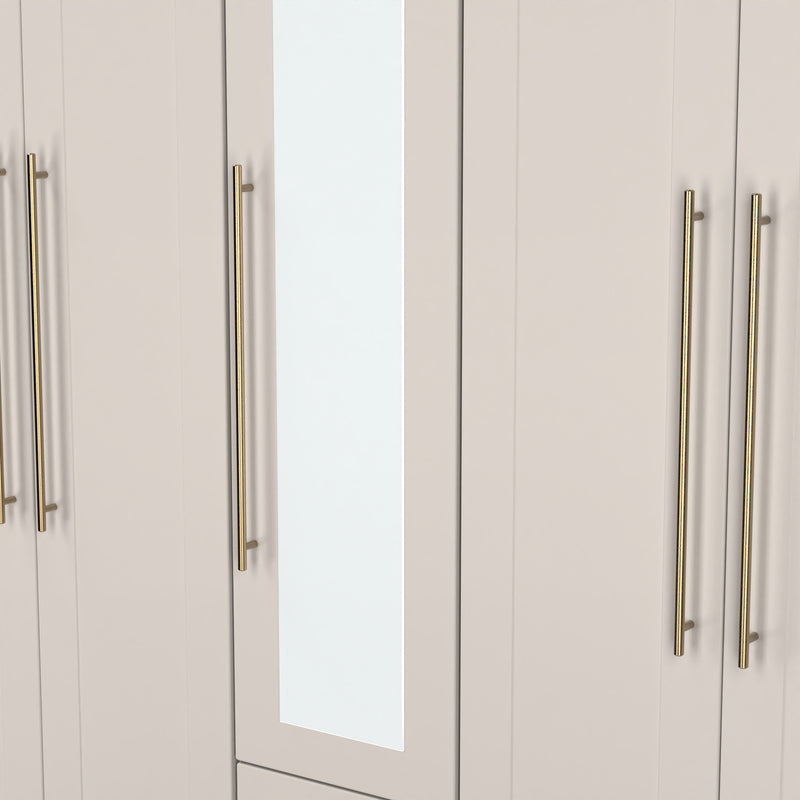 Ealing Ready Assembled Tall 5 Door 2 Drawer 1 Mirror Wardrobe in Kashmir Matt