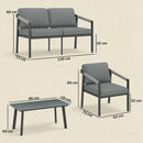 Outsunny 4 Seater Aluminium Garden Furniture Set, Outdoor Patio Furniture