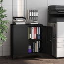 HOMCOM Lockable Metal Filing Cabinet, 2-Tier Storage Cupboard, Black