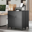 HOMCOM Lockable Metal Filing Cabinet, 2-Tier Storage Cupboard, Black