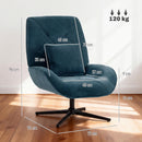 HOMCOM Swivel Accent Chair, Chenille Armchair With Lumbar Pillow, Dark Green