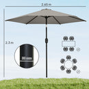 Outsunny 2.6M Garden Parasol Umbrella with Aluminium Pole, Tilt, Crank