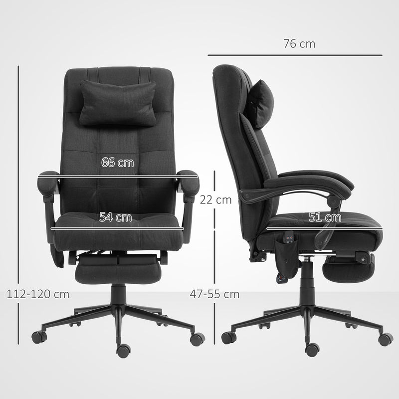 Vinsetto Fabric Vibration Massage Office Chair with Heat, Head Pillow, Black
