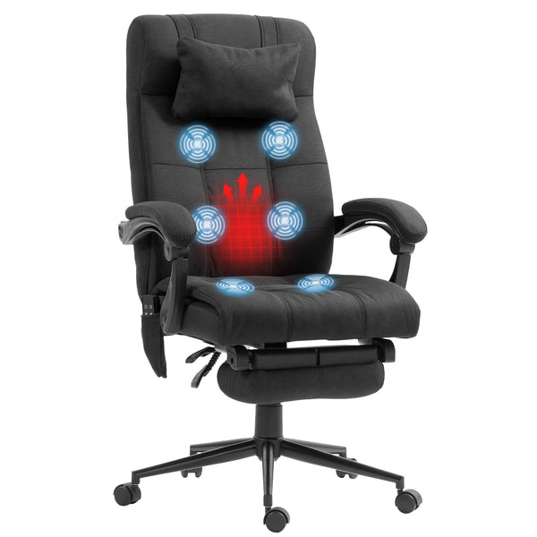Vinsetto Fabric Vibration Massage Office Chair with Heat, Head Pillow, Black