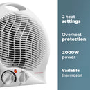 Daewoo 2000W Upright Fan Heater- Round Upright