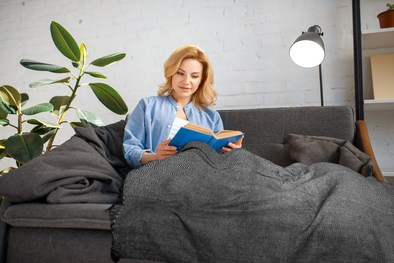 Herringbone - Recycled Cotton Throw in  Black (90" x 100")