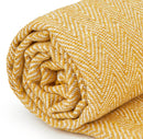 Herringbone - Recycled Cotton Throw in  Ochre