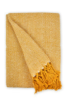 Herringbone - Recycled Cotton Throw in  Ochre