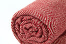 Herringbone - Recycled Cotton Throw in  Red