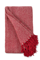 Herringbone - Recycled Cotton Throw in  Red