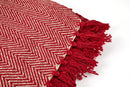 Herringbone - Recycled Cotton Throw in  Red