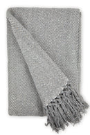 Herringbone - Recycled Cotton Throw in  Silver