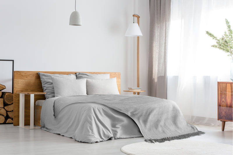 Herringbone - Recycled Cotton Throw in  Silver