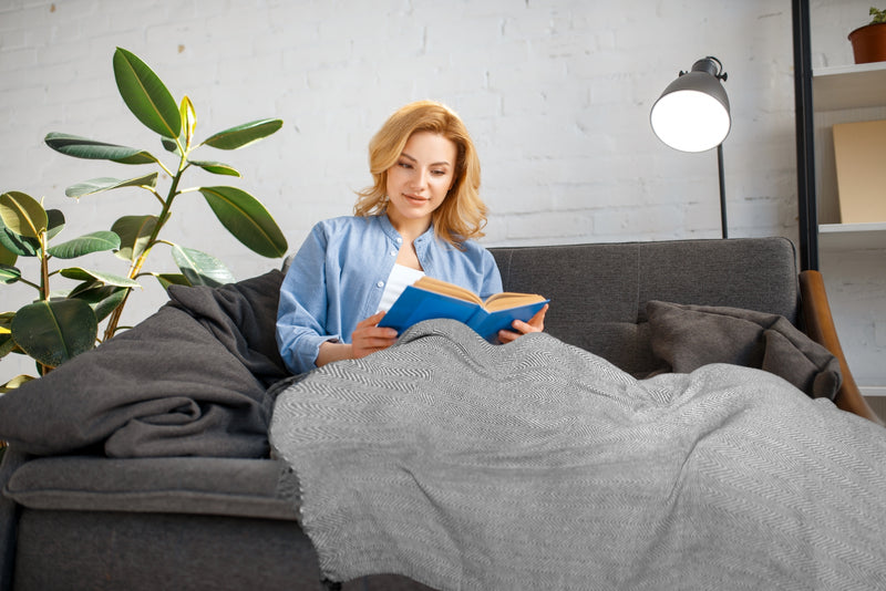 Herringbone - Recycled Cotton Throw in  Silver