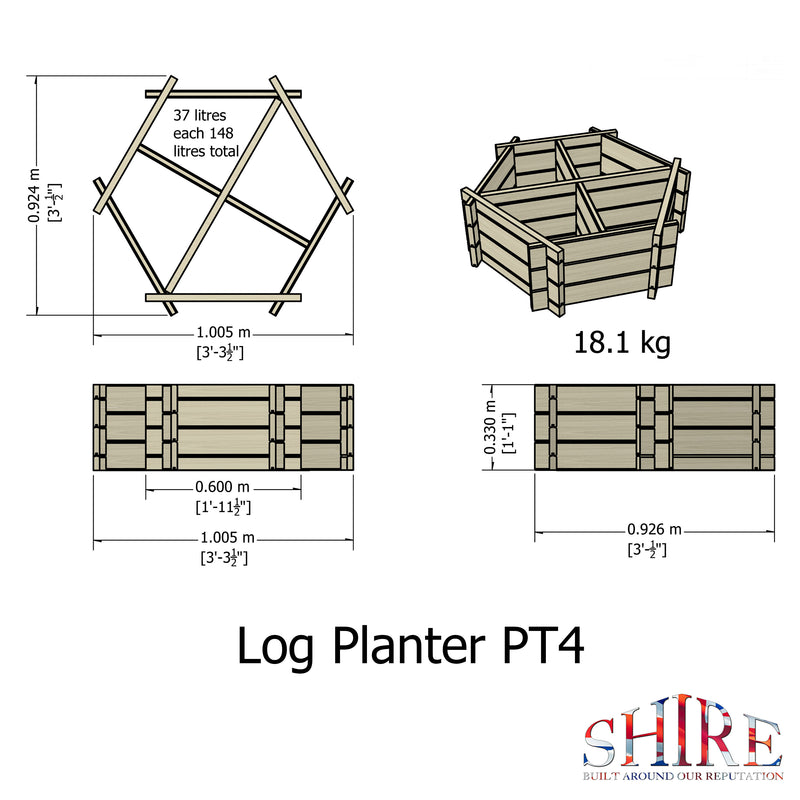 Hexagonal Planter Pressure Treated With 4 Segments