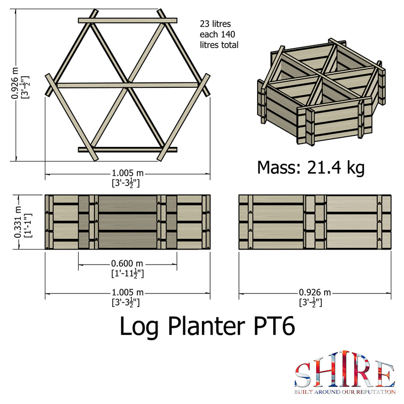 Hexagonal Planter Pressure Treated With 6 Segments