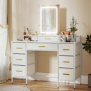 HOMCOM Dressing Table with LED Lighting Mirror and 10 Drawers, White