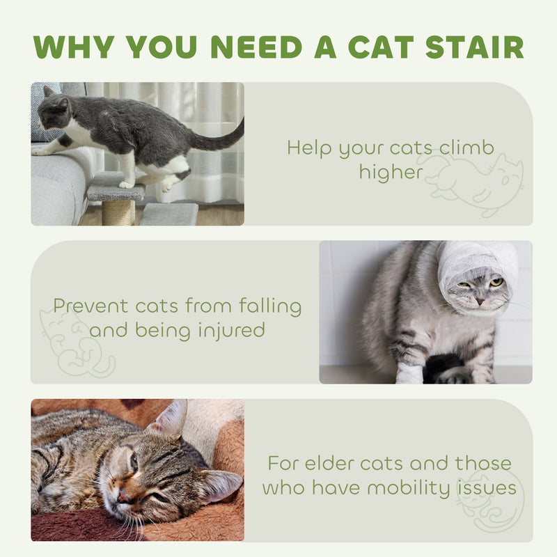 PawHut Cat Steps 3 Stairs Deluxe Pet Portable Easy Climb Assistance Lightweight
