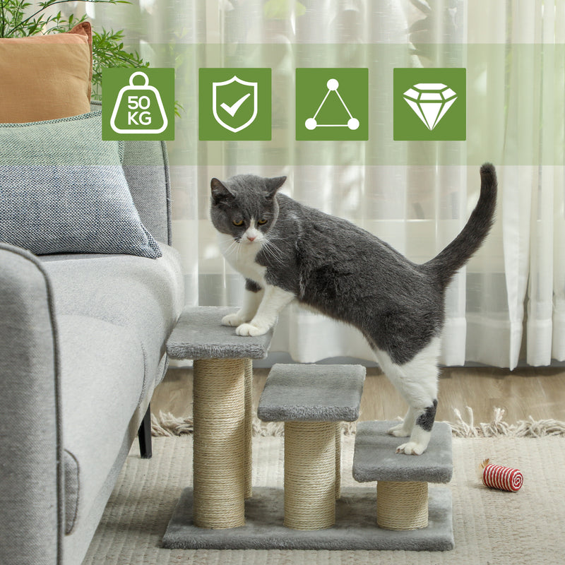 PawHut Cat Steps 3 Stairs Deluxe Pet Portable Easy Climb Assistance Lightweight