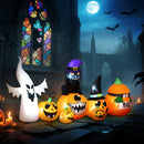 Outsunny 8 FT Blow Up Halloween Inflatables Pumpkin Ghost and Cat Combo