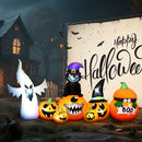 Outsunny 8 FT Blow Up Halloween Inflatables Pumpkin Ghost and Cat Combo