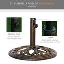 Outsunny Round Patio Umbrella Base Stand, Umbrella Holder, Bronze Tone