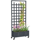 Outsunny Wooden Trellis Planter, Raised Garden Bed with Wheels, Grey